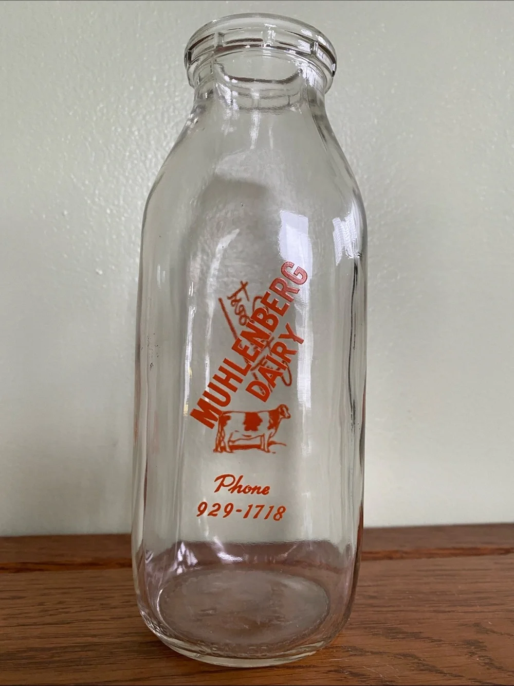 Mulenberg Dairy Pint Vintage Milk Bottle